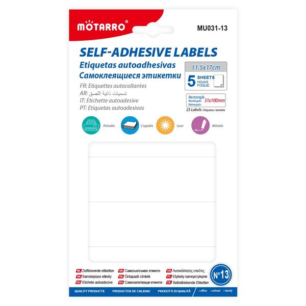 MOTARRO 5 Sheets/Pack Self-Adhesive White Label Stickers (DIY)
