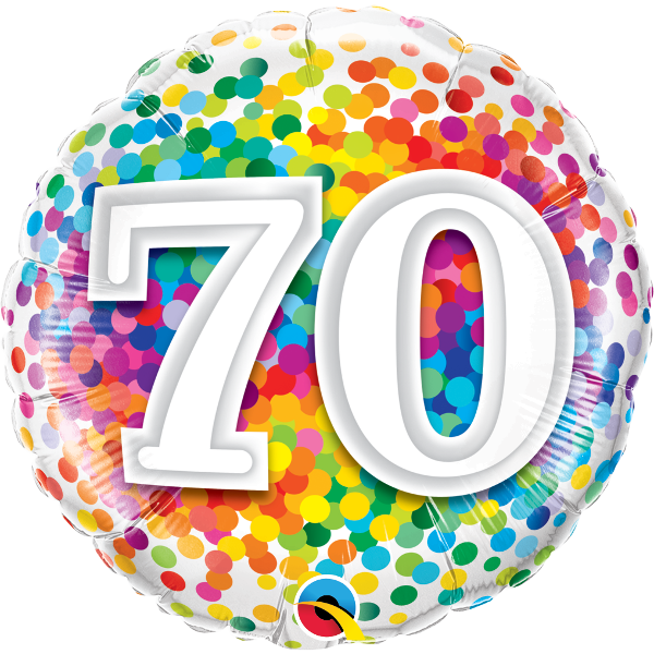 18 Inch Foil Age 70 Rainbow Confetti