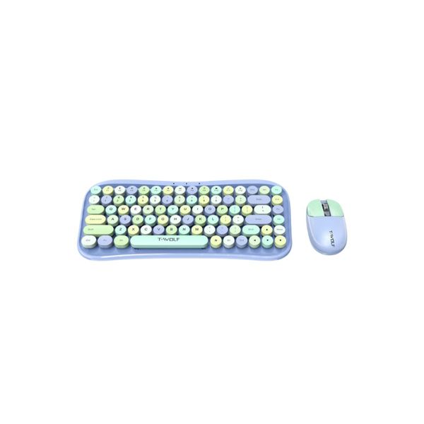 T-WOLF TF660 Funky Keyboard and Mouse Combo-Blue