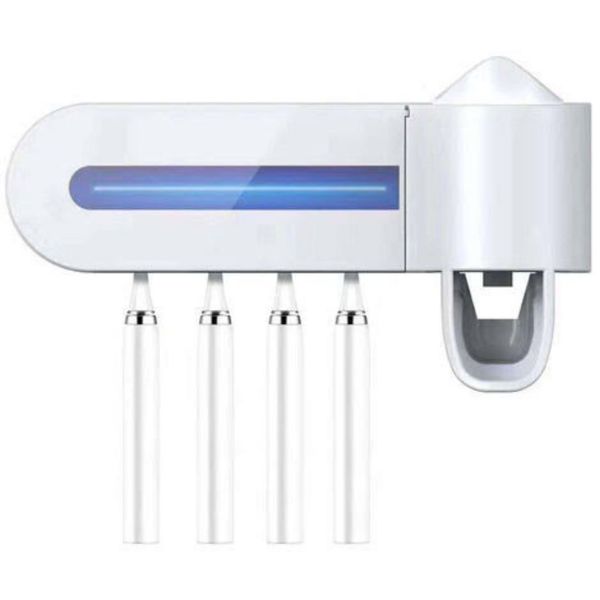3 IN 1 UV Toothbrush Holder With Toothpaste Dispenser - Pink