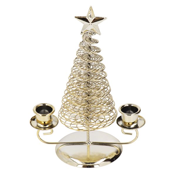 Gold Christmas Tree Candle Holder Double Cup Decor