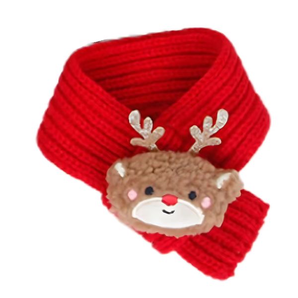 Pet Knitted Christmas Scarf Cartoon Elk Red-S
