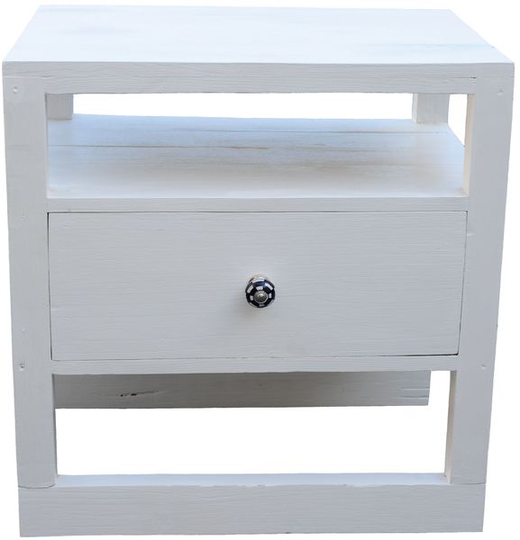 Malcolm2 Rustic Modern and Sleek bedside Table from Wood with rails