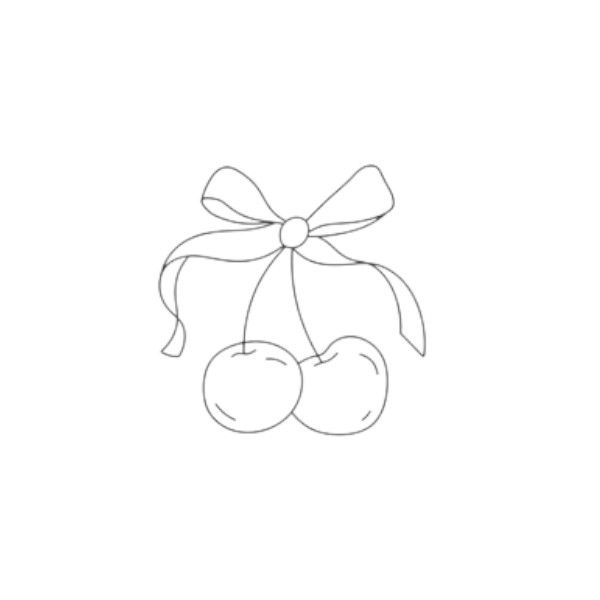 1 Kit - Dainty Cherry Design Temporary Tattoo - Black