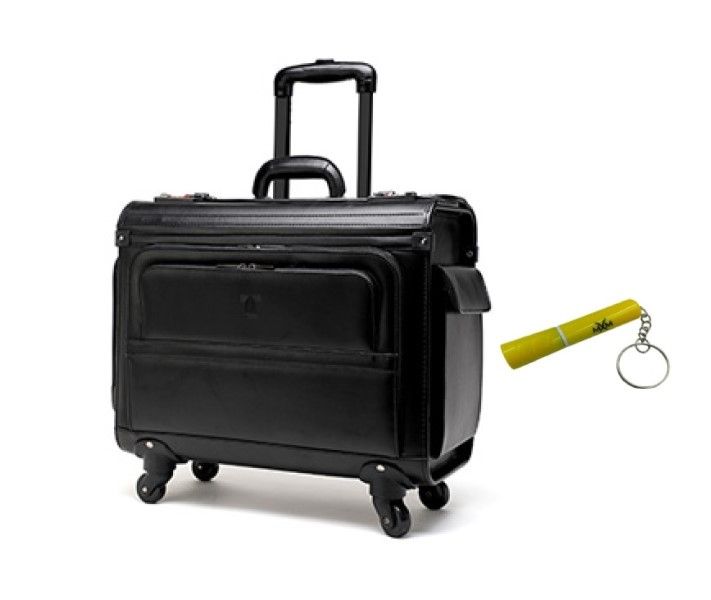 4-Wheel Laptop Pilot Case With MXM Flashlight Keyring