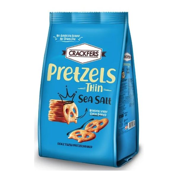 Crackfers Pretzels Thin Sea Salt - 4 Pack x 200g