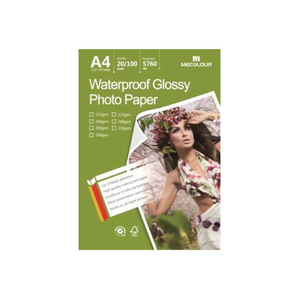 MECOLOUR TT-G115 A4 Single Sided Glossy Photo Paper 100 Sheets 115 gram ...