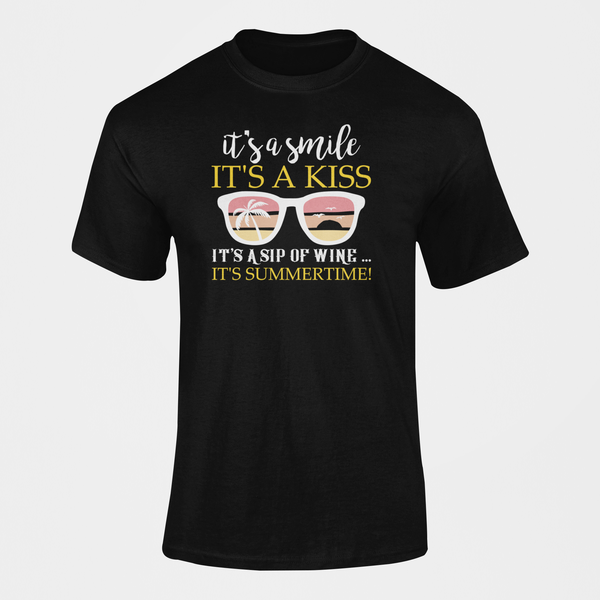 It's A Smile It's A Kiss It's A Sip Wine It's Summertime Mug