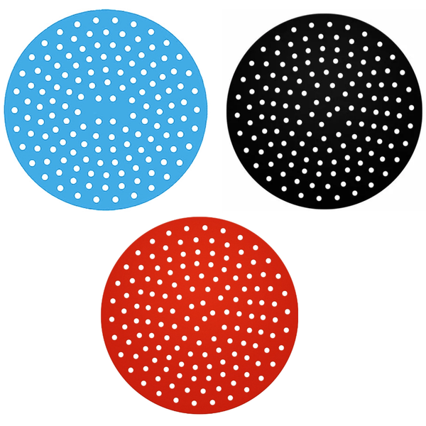 Round Silicone Non-Stick Air Fryer Mat Liner - Multi-Colour Combo Pack