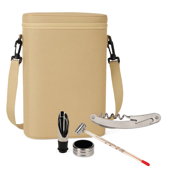 Wine Cooler Carry Bag with Wine Tool Set - Beige