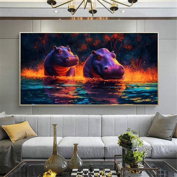 Two Colourful Hippo Abstract - 0629 image