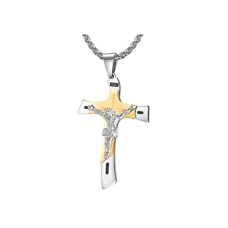 Necklace Jesus Cross Pendant - Christian Jesus Gift - Gold/Black/Silver ...