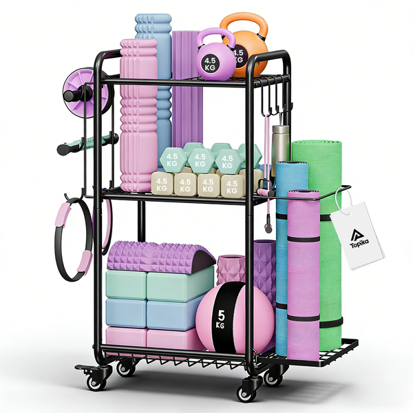 Topika - Home Gym Storage Gym Equipment Storage Rack Trolley