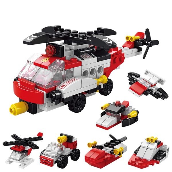 117 Piece - Emergency Rescue Helicopter Toy Set - Red