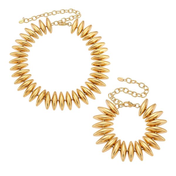 Torpedo Cuff &amp; Necklace Set - Hand-Assembled Stainless Steel Jewelry