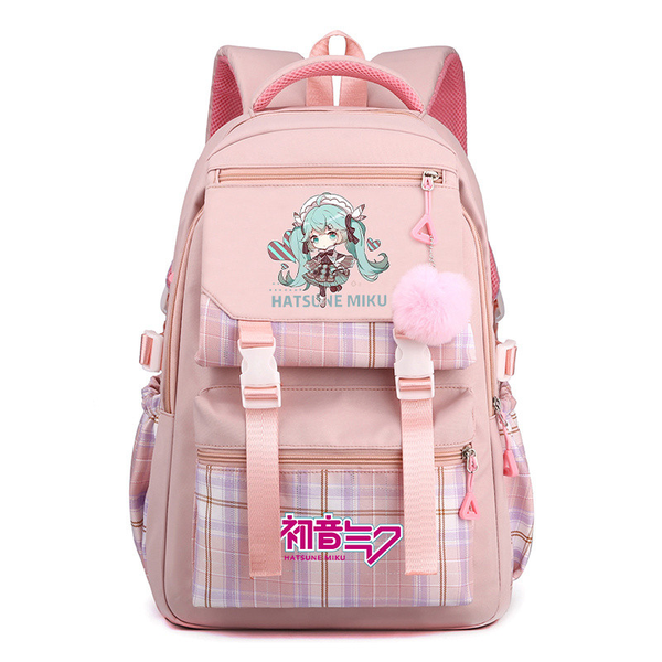 Cartoon Merchandise Hatsune Miku Plaid fabric Stylish Durable Backpack