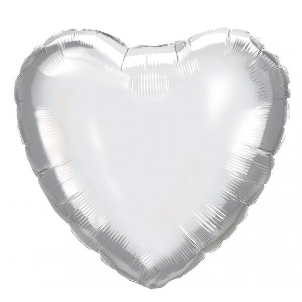 18 Inch Air-Helium Foil Silver Heart