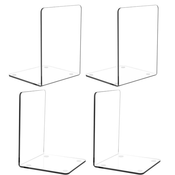 4 Pcs Acrylic Bookends for Bedroom Library Office School