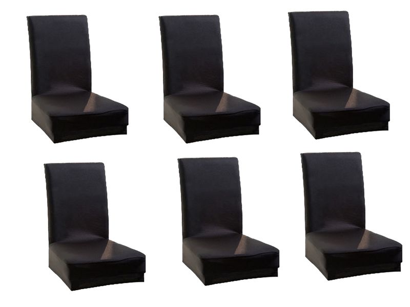 Tentech-6Piece Plain Color Elastic Stretch Dining Seat Chair Cover