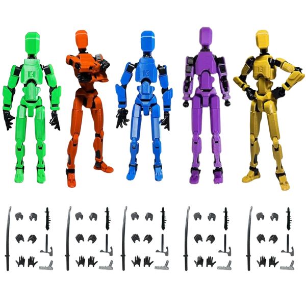 Titan 13 Robot Action Figure Set, 3D Printed with Movable Joints T13 - Set of 2