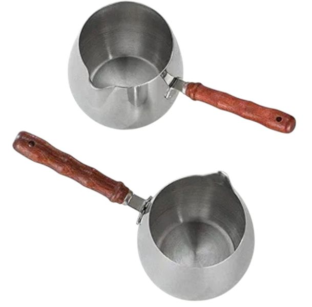 Coffee Lower Cup -Wooden Handle-Pack of 2 CupsWith Lids -Multipurpose 450ML