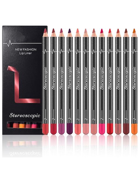 12 Lip Liner Pencil Set Matte Crush Lipstick Pencil, Waterproof