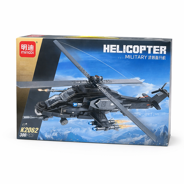 300 Piece - Military Helicopter Building Block Set - Blue