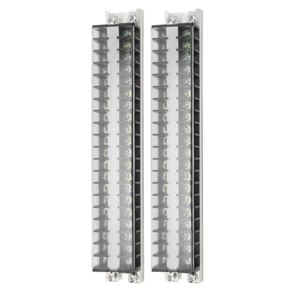 10 Position Terminal Barrier Strip 15A 660V 2pcs Dual Row with Cover