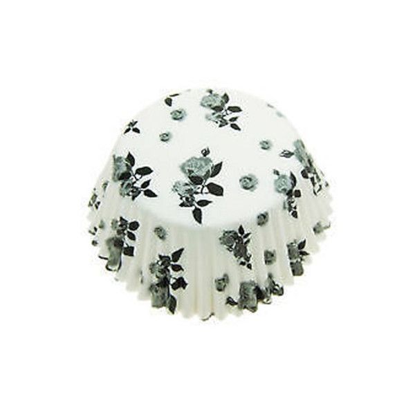 5 x 72 Eddingtons Medium Cup Cake Cupcake Muffin Cases White Black Flowers