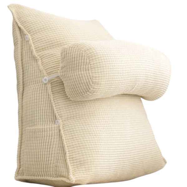 Comfortable Supportive Backrest Pillow with Armrest-White