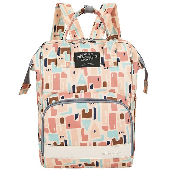 Large Capacity Colorful house pattern mommy bag