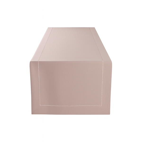 Blush Pink Elegant Table Runner with Decorative Stitch Detail - 40 x 180 cm