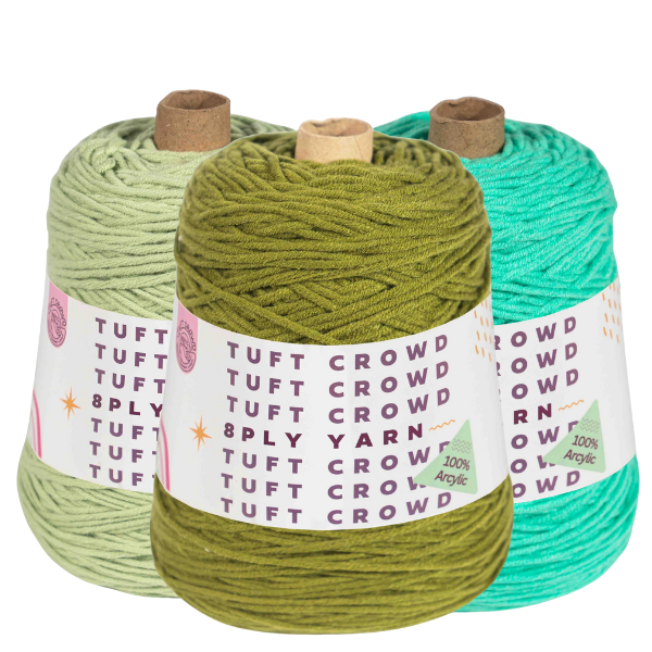 TUFT CROWD - Moss Green Yarn, 8-ply Tufting Yarn ( 3 x 400g ),Knitting Yarn