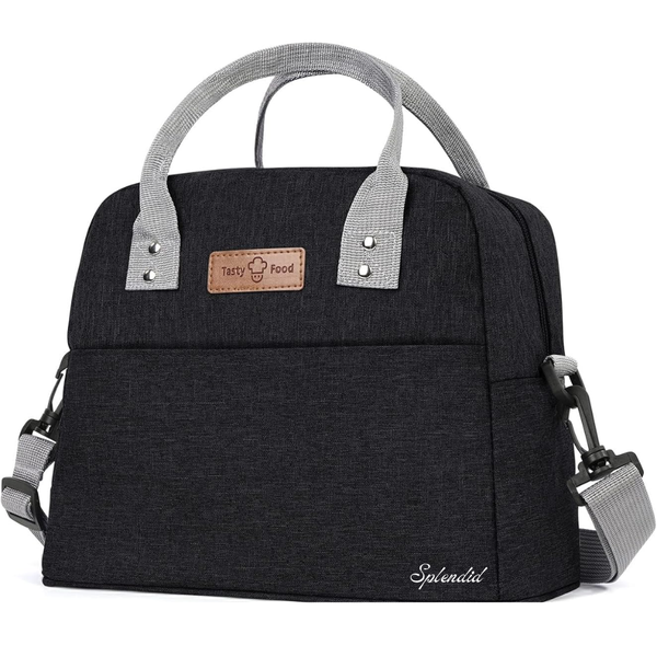 Splendid Tasty Food Foil Lunch Bag with Adjustable Strap &amp; Pocket - 29cm