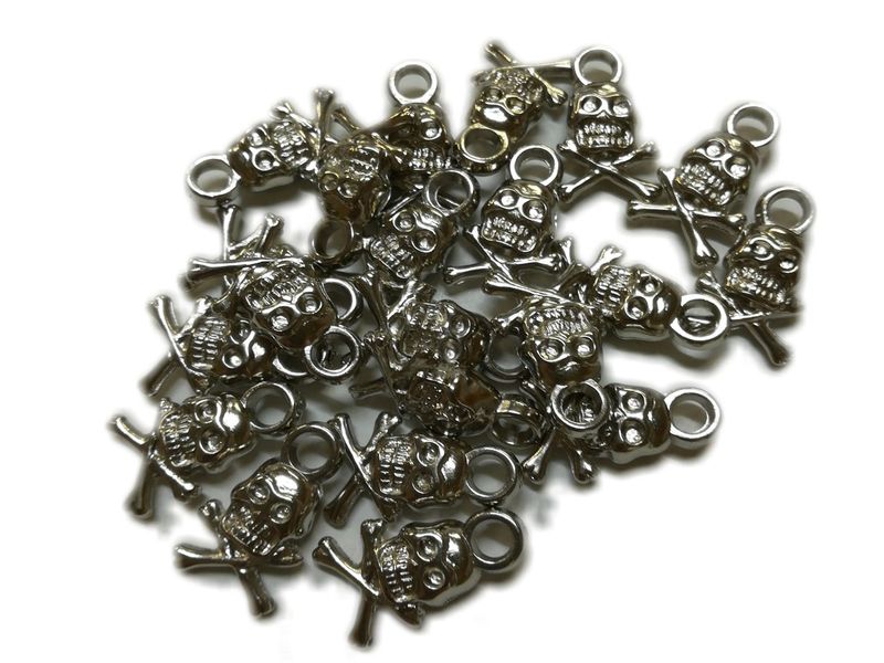 BEAD COOL - Rhodium Plated - Skull - 100pcs
