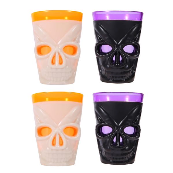 LED Light UP Halloween Plastic Shot Glasses (Set of 4)