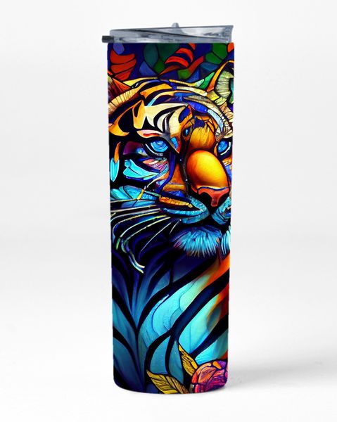 Blue Eye Tiger 20oz Insulated Skinny Tumbler Sublimation With Straw 020