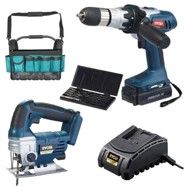 Ryobi Impact Drill and Cordless Jigsaw Combo with Accessories Buy
