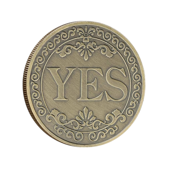 Vintage Double-Sided Yes or No Decision-Making Coin - Gold