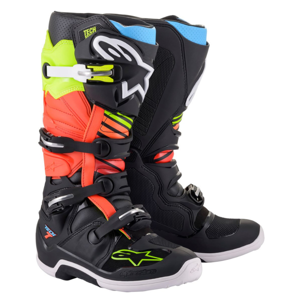 Alpinestars - Tech 7 MX Boots - Black/Yellow Fluo/Red Fluo/Light Blue