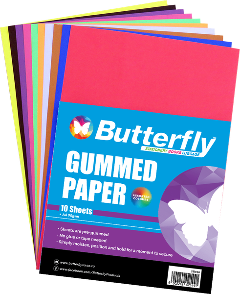 Butterfly A4 Gummed Paper 10 Sheets