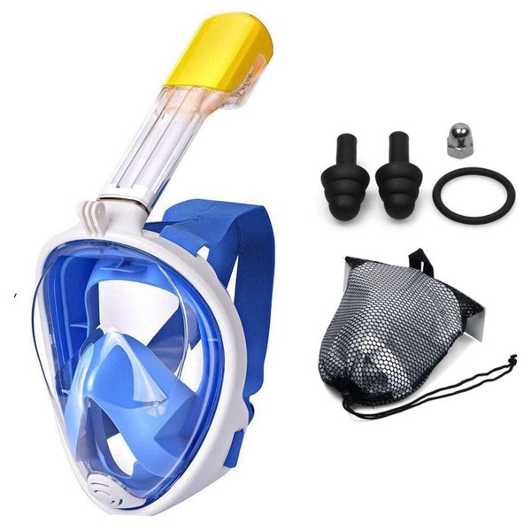 Underwater Scuba/Snorkelling Anti-Fog Full Face Diving Mask-Blue-Xs-Kids