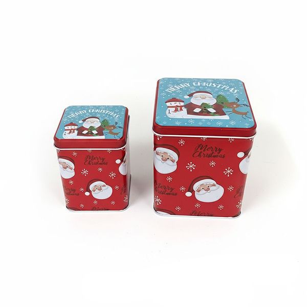 2 Nesting Christmas Candy Tins - Snowman and Santa Design