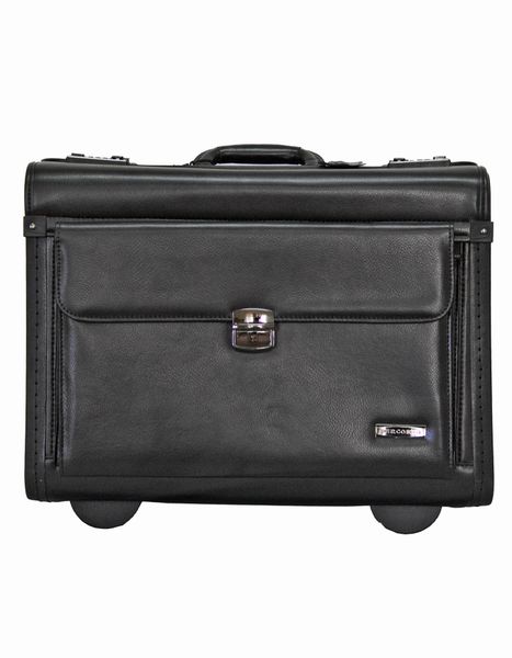 Fino 9216-AB003F Bonded Leather 17" Laptop Pilot Trolley Case On 2 Wheels