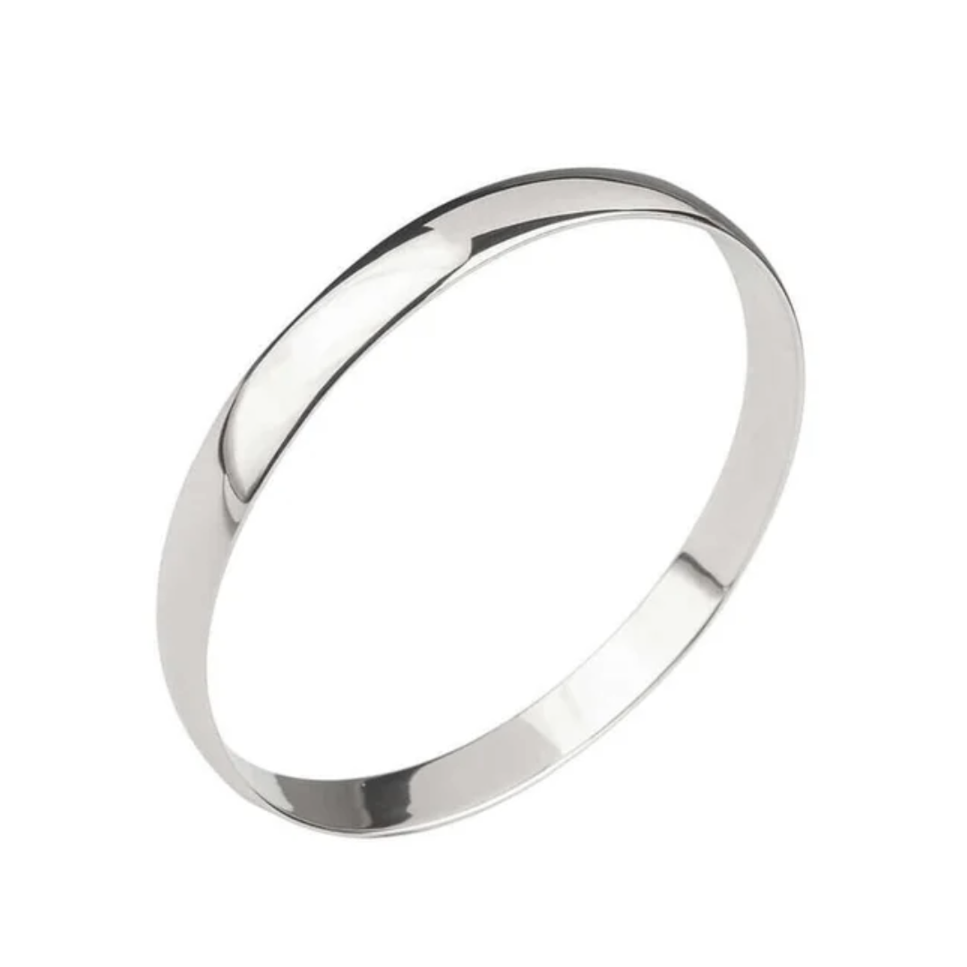 Silver Bangles Genuine 925 Sterling Silver 6mm Wide Half