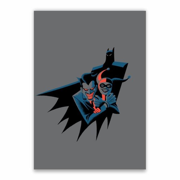 Batman, Joker And Harley Quinn Cartoon Poster - A1