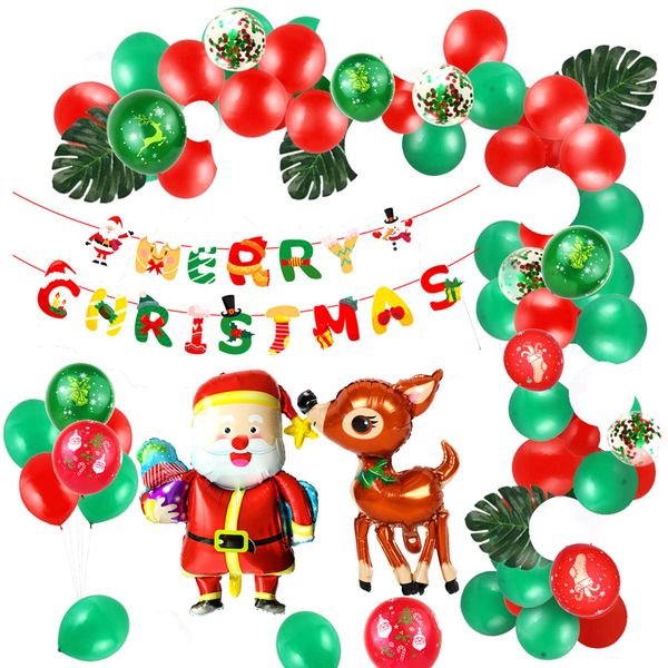 107Pcs Christmas Merry Christmas Balloon Set Holiday Theme Background Decor