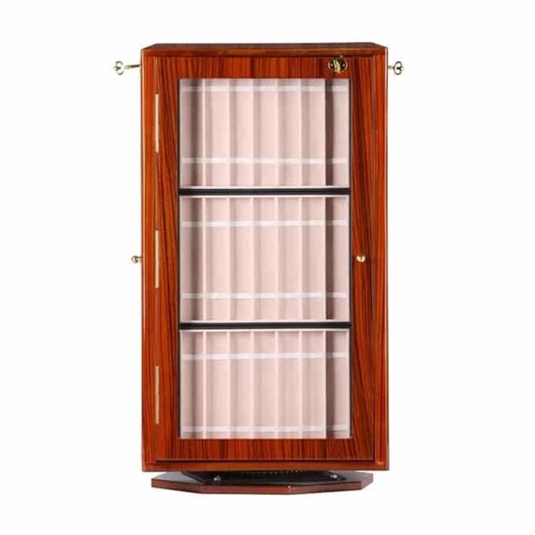 Wooden 84-Compartment Watch Strap Cabinet Lockable Organiser