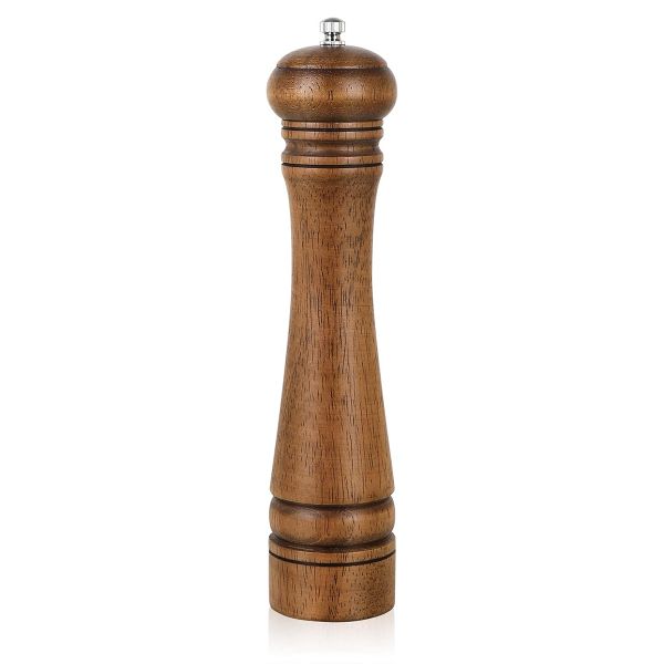 1 Pack Wood Pepper Grinder Salt Shakers with Adjustable Ceramic Rotor