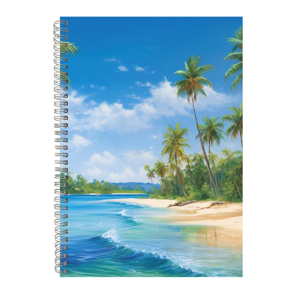 Island4 A4 Notebook Spiral Lined Tropical Island Graphic Notepad Present102